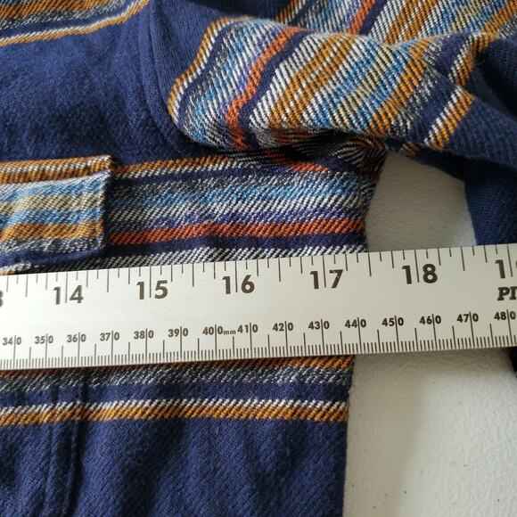 Patagonia Shirt Womens 0 Blue Striped Organic Cotton Button Up Flannel Western - Picture 8 of 10